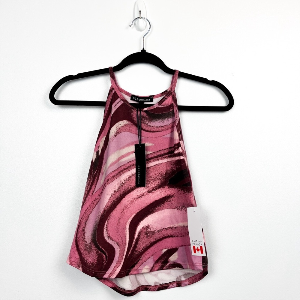 NWT Electrica Form Fitting Pink & Burgundy Swirly Tank Top